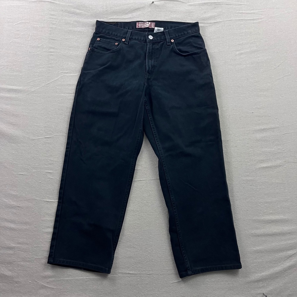 Levis 550 Relaxed Fit 14 Husky Black Denim Jeans 33x28 Mens Womens Vintage‎